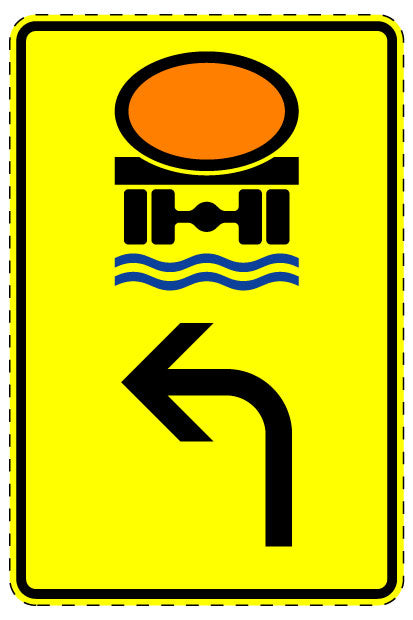 1 Stuk verkeersbord "Voertuigen met watervervuilende lading – linksaf" 20–70 cm EW-Verk-442-13