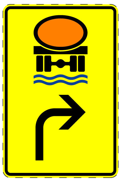 1 Stuk verkeersbord "Voertuigen met watervervuilende lading – rechtsaf" 2–15 cm EW-Verk-442-23
