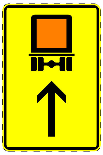 1 Stuk verkeersbord "Voertuigen met gevaarlijke stoffen die etikettering vereisen – rechtdoor" 20–70 cm EW-Verk-442-32