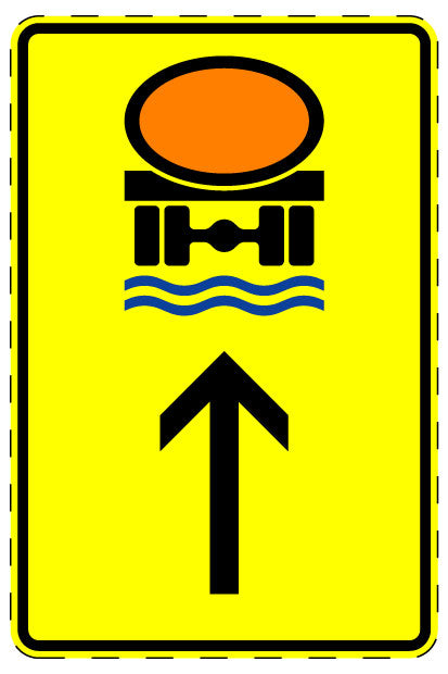1 Stuk verkeersbord "Voertuigen met watervervuilende lading – rechtdoor" 2–15 cm EW-Verk-442-33