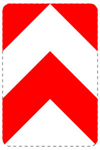 1 Stuk verkeersbord "Richtingspaal met links- en rechtswijzende chevrons" 20–70 cm EW-Verk-605-30