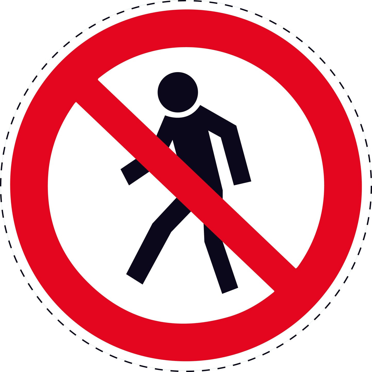 1 stuk Verbodssticker "Verboden voor voetgangers" van PVC-kunststof, ES-SI30