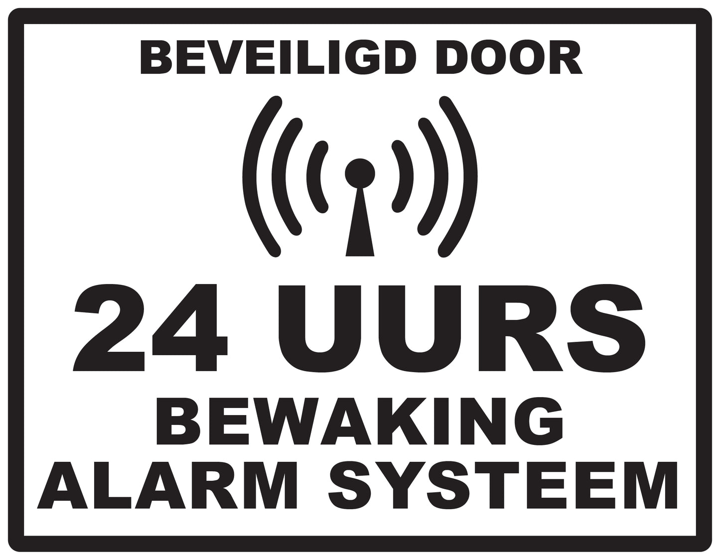 Alarmsticker 10-30 cm EW-ALARM-H-10400-88 Materiaal: wit PVC kunststof