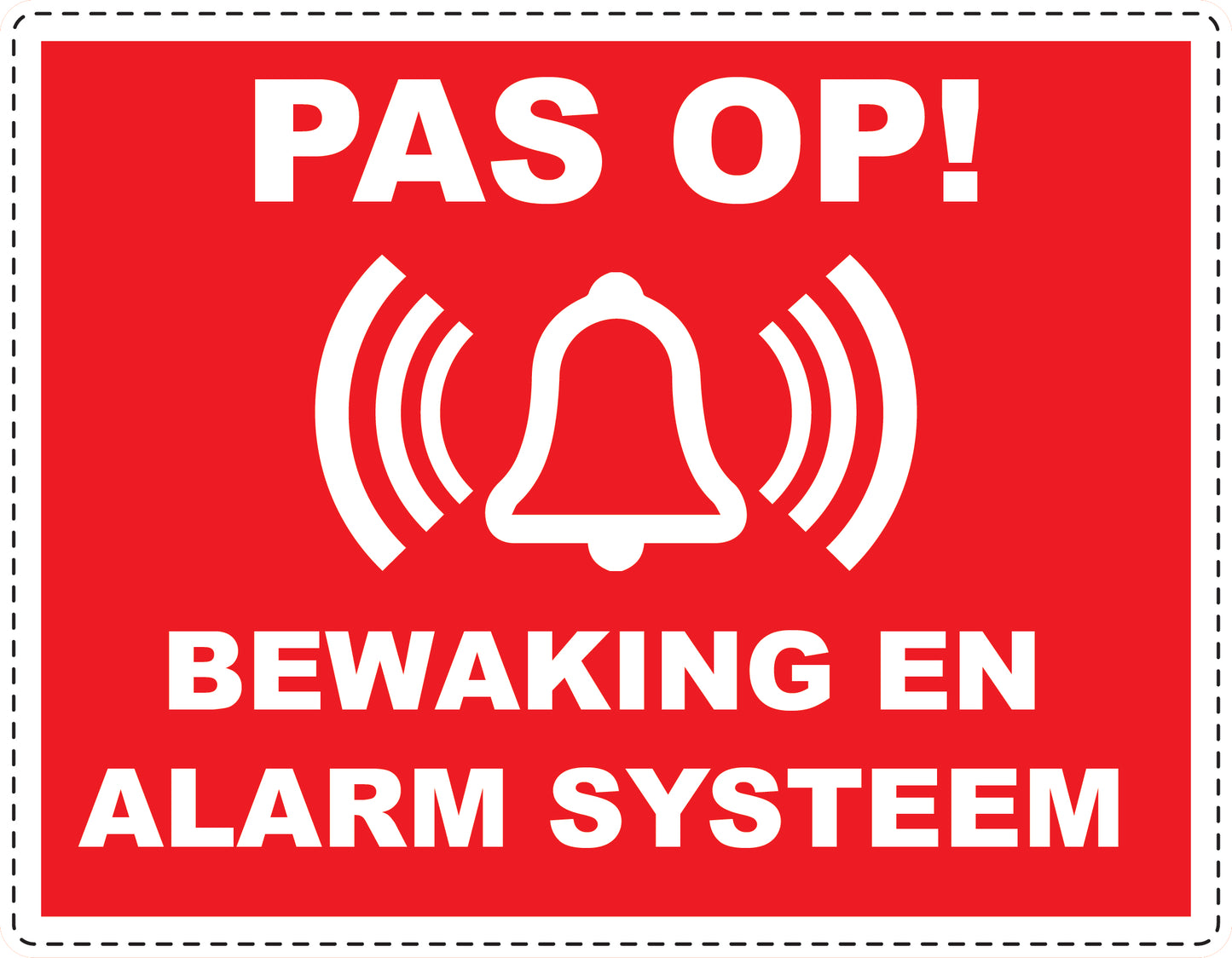 Alarmsticker 10-30 cm EW-ALARM-H-10800-14 Materiaal: wit PVC kunststof