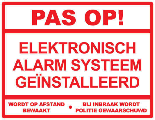 Alarmsticker 10-30 cm EW-ALARM-H-11500-0 Materiaal: wit PVC kunststof