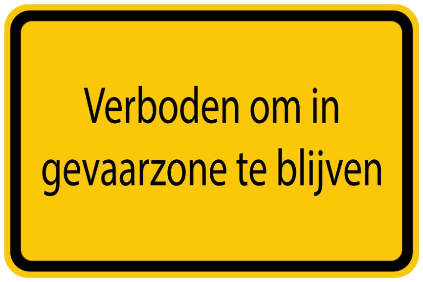 Bouwplaatssticker " Verboden om in gevaarzone te blijiven" geel EW-BAU-1010