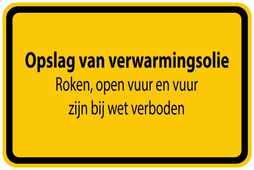 Bouwplaatssticker " Opslag van verwarmingsolie Roken, open vuur en vuur zijin bij wet verboden " geel EW-BAU-1350