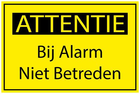 Bouwplaatssticker " Attentie Bij Alarm Niet Betreden " geel EW-BAU-1600