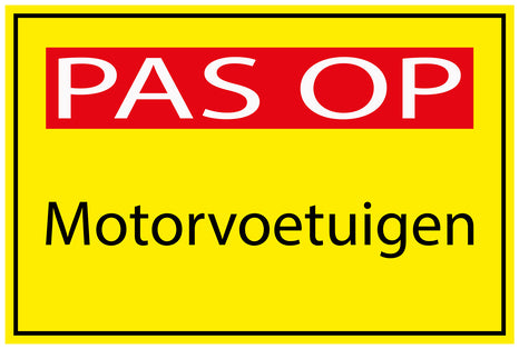 Bouwplaatssticker " PAS OP Motorvoetuigen " geel EW-BAU-1830