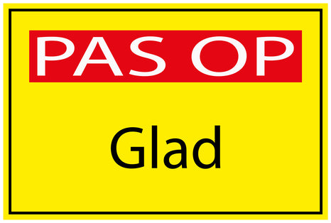 Bouwplaatssticker " PAS OP Glad " geel EW-BAU-1850