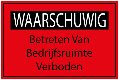 Bouwplaatssticker " WAARSCHUWIG Betreten Van Bedrijfsruimte Verboden " rood  EW-BAU-1970