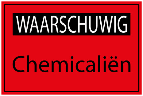 Bouwplaatssticker " WAARSCHUWIG Chemicaliën " rood  EW-BAU-2010