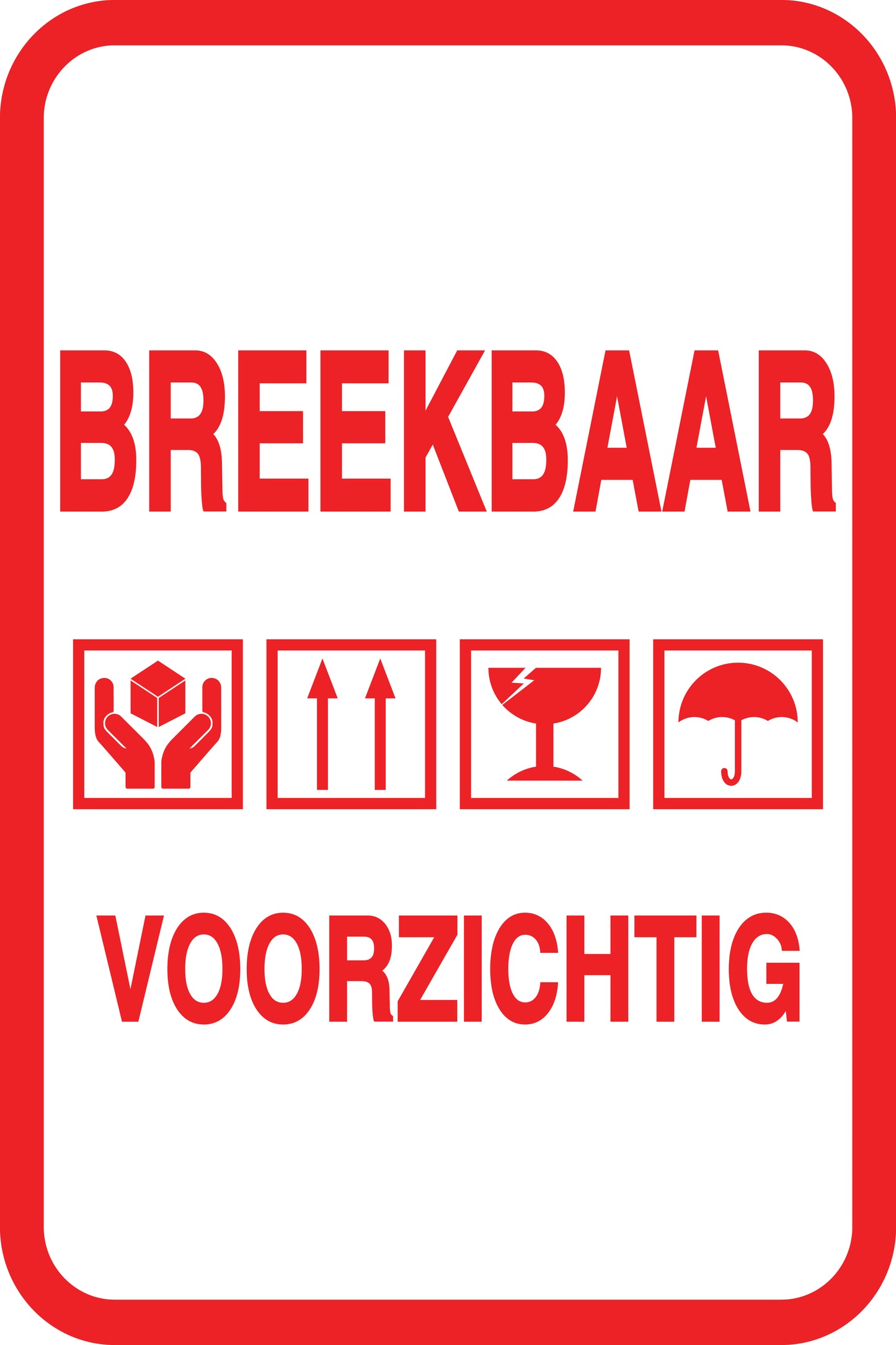 Breekbaar - Breekbare sticker "Breekbaar Voorzichtig" EW-FRAGILE-V-10200-14-0