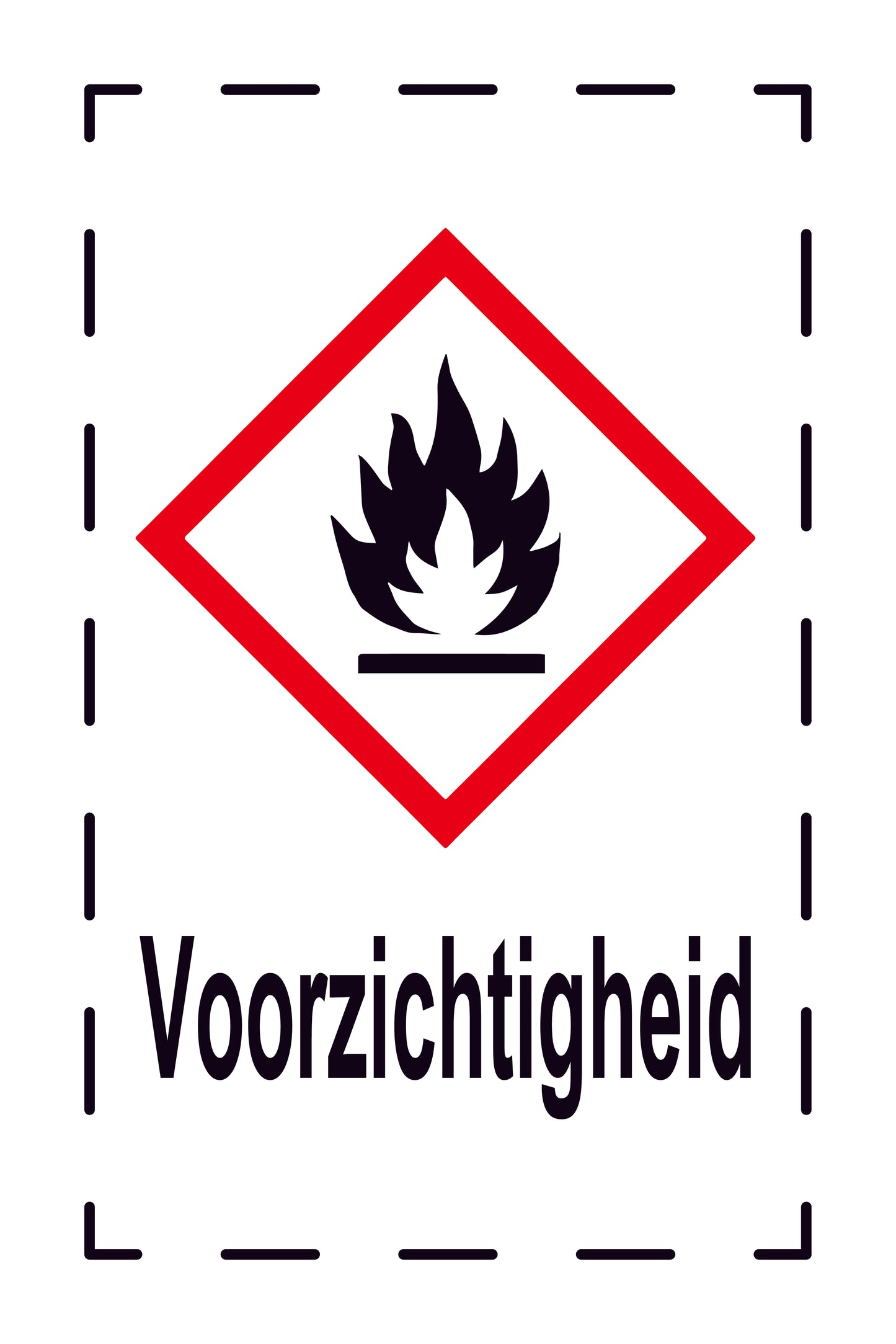 1000 stickers "Voorzichtigheid ontvlambar stoffen" 2,4x3,9 cm tot 15x24 cm, gemaakt van papier of kunststof ES-GHS-02-Voorzichtigheid