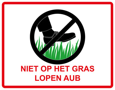 Sticker "Niet op het gras lopen AUB" 10-60 cm van PVC-kunststof, EW-KEEPOFFGRASS-H-10800-14