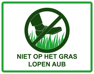 Sticker "Niet op het gras lopen AUB" 10-60 cm van PVC-kunststof, EW-KEEPOFFGRASS-H-10800-54