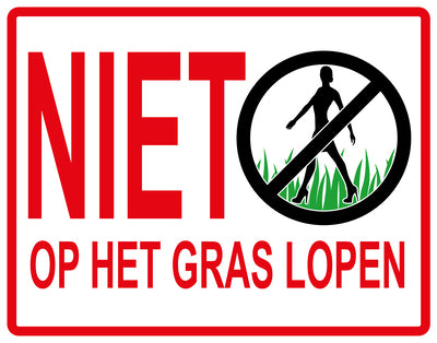 Sticker "Niet op het gras lopen" 10-60 cm van PVC-kunststof, EW-KEEPOFFGRASS-H-10900-14