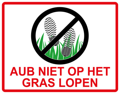 Sticker "AUB Niet op het gras lopen" 10-60 cm van PVC-kunststof, EW-KEEPOFFGRASS-H-11000-14