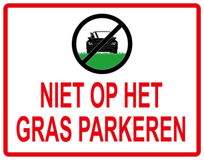Sticker "Niet op het gras parkeren" 10-60 cm van PVC-kunststof, EW-KEEPOFFGRASS-H-11600-14