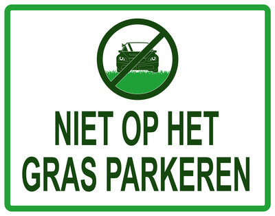 Sticker "Niet op het gras parkeren" 10-60 cm van PVC-kunststof, EW-KEEPOFFGRASS-H-11600-54