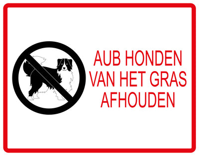 Sticker "AUB Honden van het gras afhouden" 10-60 cm van PVC-kunststof, EW-KEEPOFFGRASS-H-12100-14