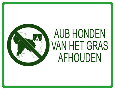 Sticker "AUB Honden van het gras afhouden" 10-60 cm van PVC-kunststof, EW-KEEPOFFGRASS-H-12100-54