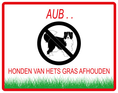 Sticker "AUB Honden van het gras afhouden" 10-60 cm van PVC-kunststof, EW-KEEPOFFGRASS-H-12200-14