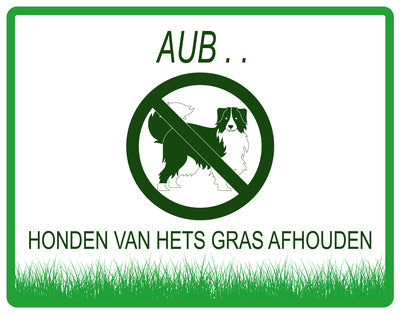 Sticker "AUB Honden van het gras afhouden" 10-60 cm van PVC-kunststof, EW-KEEPOFFGRASS-H-12200-54