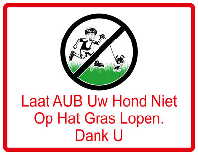 Sticker "Laat AUB Uw Hond Niet Op Hat Gras Lopen. Dank U" 10-60 cm van PVC-kunststof, EW-KEEPOFFGRASS-H-12300-14