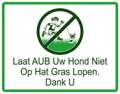 Sticker "Laat AUB Uw Hond Niet Op Hat Gras Lopen. Dank U" 10-60 cm van PVC-kunststof, EW-KEEPOFFGRASS-H-12300-54