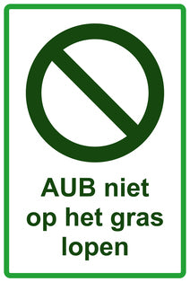 Sticker "AUB Niet op het gras lopen" 10-60 cm van PVC-kunststof, EW-KEEPOFFGRASS-V-10700-54