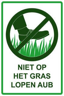Sticker "Niet op het gras lopen AUB" 10-60 cm van PVC-kunststof, EW-KEEPOFFGRASS-V-10800-54