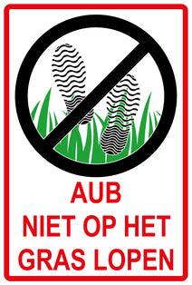 Sticker "AUB Niet op het gras lopen" 10-60 cm van PVC-kunststof, EW-KEEPOFFGRASS-V-11000-14
