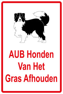 Sticker "AUB Honden van het gras afhouden" 10-60 cm van PVC-kunststof, EW-KEEPOFFGRASS-V-11800-14