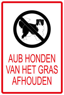 Sticker "AUB Honden van het gras afhouden" 10-60 cm van PVC-kunststof, EW-KEEPOFFGRASS-V-12100-14