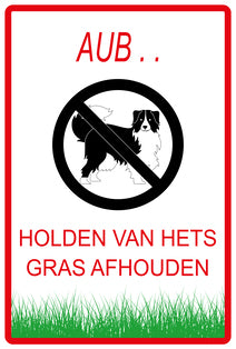 Sticker "AUB Honden van het gras afhouden" 10-60 cm van PVC-kunststof, EW-KEEPOFFGRASS-V-12200-14