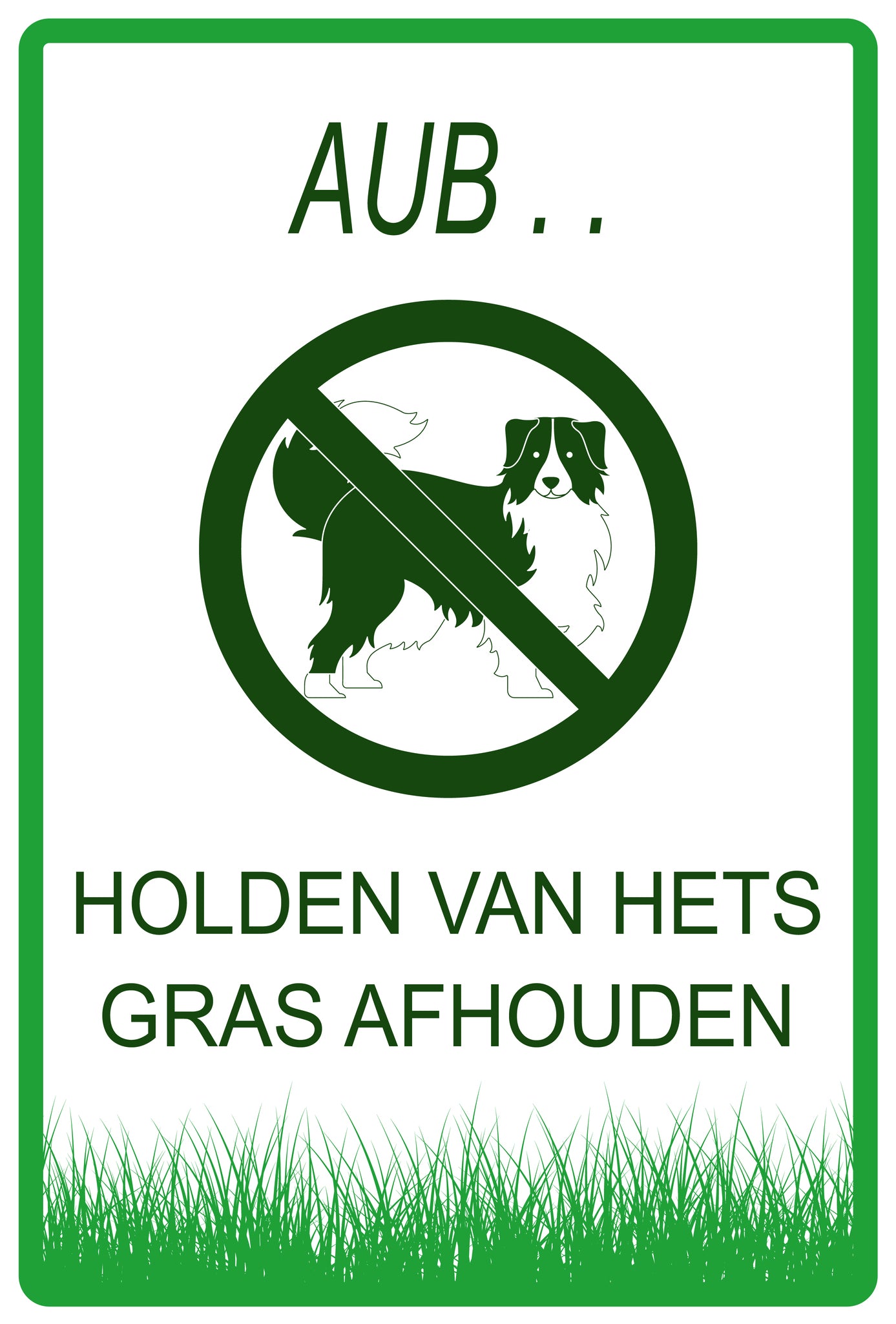 Sticker "AUB Honden van het gras afhouden" 10-60 cm van PVC-kunststof, EW-KEEPOFFGRASS-V-12200-54