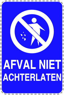 Vuilnisbaksticker "Afval niet achterlaten" blauw, verticaal EW-LITTER-V-10700-44