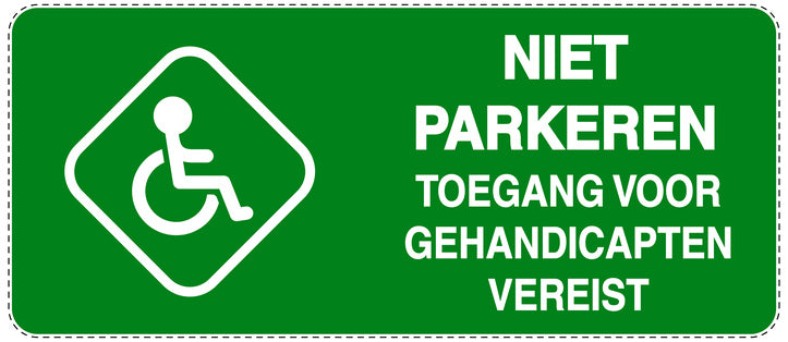 Niet parkeren Sticker "Niet parkeren toegang voor gehandicapten vereist" EW-NPRK-1170-54