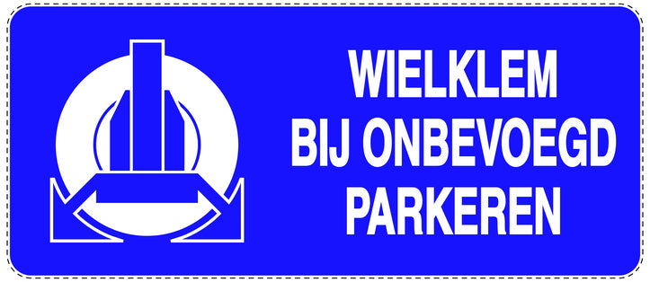 Niet parkeren Sticker "Wielklem bij onbevoegd parkeren" EW-NPRK-1270-44