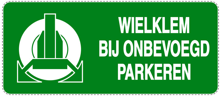 Niet parkeren Sticker "Wielklem bij onbevoegd parkeren" EW-NPRK-1270-54