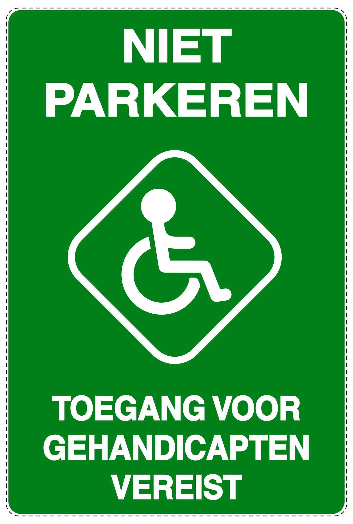 Niet parkeren Sticker "Niet parkeren toegang voor gehandicapten vereist" EW-NPRK-2170-54