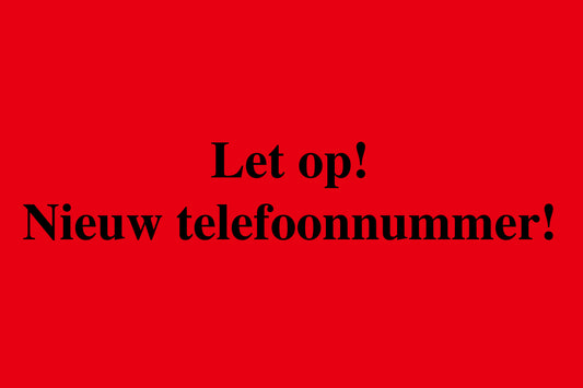 1000 stickers kantoororganisatie "Let op! Nieuw telefoonnummer!" gemaakt van kunststof EW-OFFICE200-PE