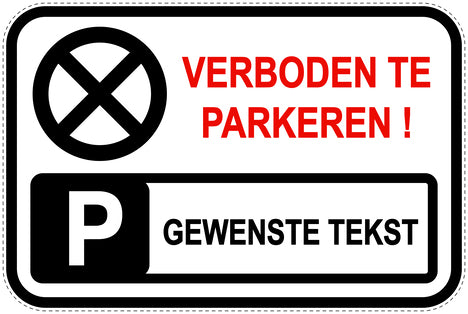 Parkeerverbodsborden (parkeren verboden) wit als sticker EW-PARKEN-10100-V-0