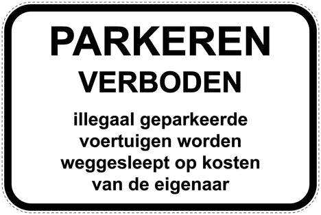 Parkeerverbodsborden (parkeren verboden) wit als sticker EW-PARKEN-11400-V-0