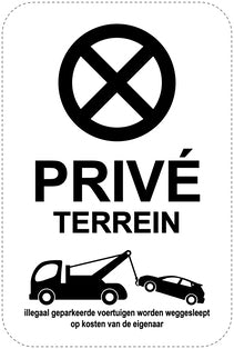 Geen parkeerborden “Privé Terrein” (parkeren verboden) als sticker EW-PARKEN-22600-H-88