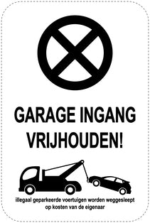 Geen parkeerborden “garage ingang vrijhouden!” (Geen parkeren) als sticker EW-PARKEN-23100-H-88