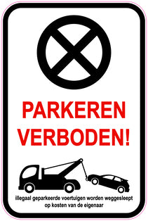 Parkeerverbodsborden (parkeren verboden) wit als sticker EW-PARKEN-23200-H-0