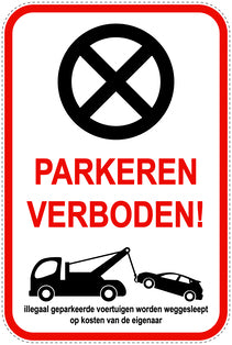 Parkeerverbodsborden (parkeren verboden) rood als sticker EW-PARKEN-23200-H-14