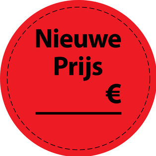 Promotiesticker Aanbiedingssticker speciale aanbiedingssticker "Nieuwe Prijs..... €" 2-7 cm EW-PR-4500